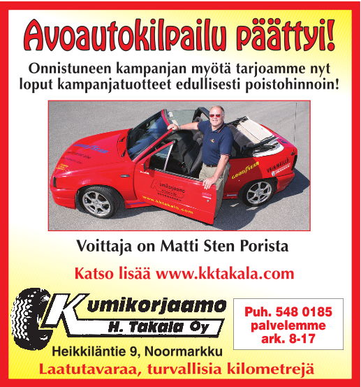 Avoautokilpailun voittaja Matti Sten Avoautokilpailun voittaja Matti Sten